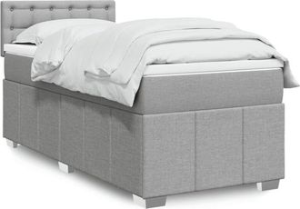 vidaXL Cama Box Spring Con Colch&oacute;n Tela Gris Claro 80x200 Cm Vidaxl