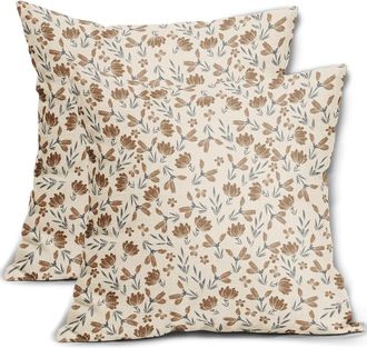 OEM Funda De Coj&iacute;n De Dos Piezas Con Estampado Floral En Tono Gris Parduzco, 20x20 Pulgadas, Estampado Floral Peque&ntilde;o De Estilo R&uacute;stico Vintage, Funda De 