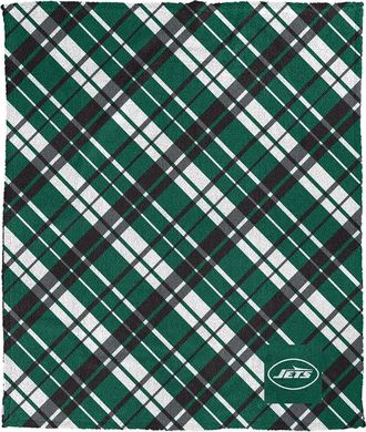 Pegasus Sports New York Jets Nfl Team Plaid Sherpa Logo Patch Throw