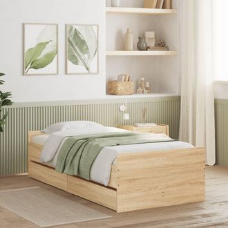 Berkfield Home Bed Frame with Drawers Sonoma Oak 90x190 cm Single in Brown