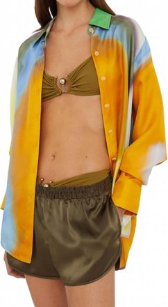 CHRISTOPHER ESBER Aura Silk Slim Shirt In Tangelo Aura Print