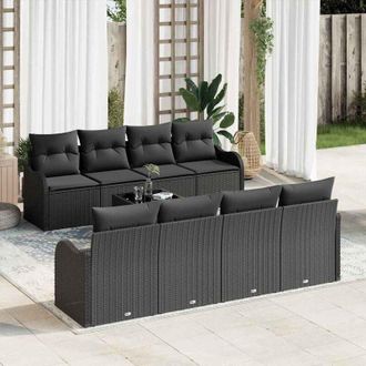 vidaXL Vidaxl - Conjunto De Sof&aacute; De Jard&iacute;n 9 Pcs Negro 55 X 55 X 37 Cm