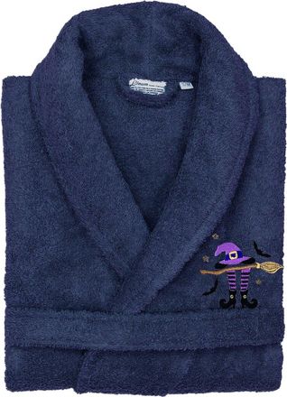 Linum Home Textiles Turkish Cotton Herringbone Weave Embroidered Unisex Halloween Bathrobe