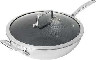 J.A. Henckels International Paradigm Ceramic 12-inch Stainless Steel Dual Performance Wok with Lid