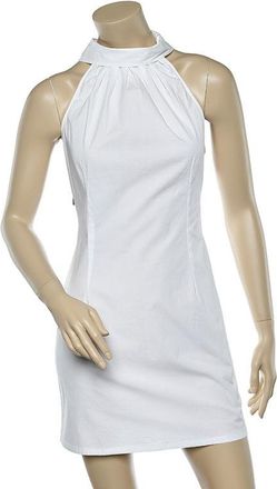 Moschino Jeans White Cotton Halter Neck Collared Mini Dress