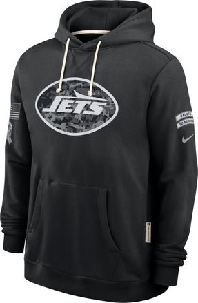 Nike New York Jets Salute to Service Sideline Nike Mens Dri-FIT NFL Pullover Hoodie in Black | 03AZ00AA2P-CYB