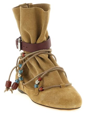 Isabel Marant Womens Beige Calfskin Ankle Boots