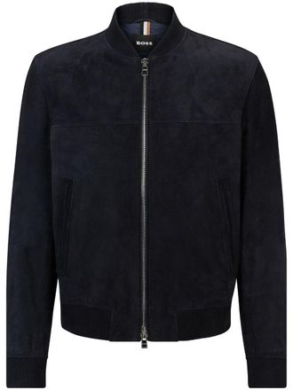 BOSS suede bomber jacket - men - Goat Skin/Polyamide - 54 - Blue