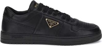 Prada Schoenen, Heren, Zwart, 41 EU, Leer, Stedelijke Leren Sneakers met Iconische Details