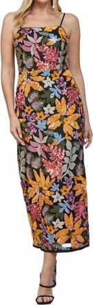 Fate Womens Floral Sequin Midi Dress In Black Multi