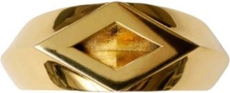 Burberry Gold Rhombus Shape Hollow Ring, Size 57