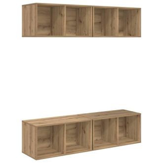 Berkfield Home Wall TV Cabinet with Shelf Wall-mounted with Storage 4 pcs Artisa in Brown