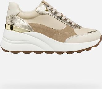 Geox Scarpe Spherica Ec13 Donna Bianco Latte/oro Chiaro