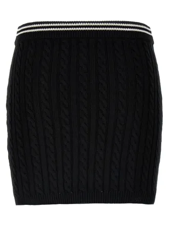 Alessandra Rich Braided Cotton Mini Skirt - Black