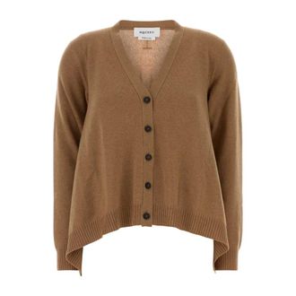 Alexander McQueen Volume V Neck Cardigan - female - Alexander McQueen - Cashmere Knitwear - Brown - S - Knitwear