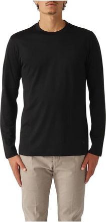 Emporio Armani Tops, Heren, Zwart, XL, Katoen, Long Sleeve T-Shirt