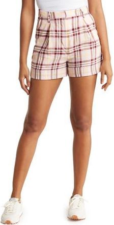 Rag & Bone Ivy Plaid High Waist Cotton Shorts in Pinkpld at Nordstrom Rack, Size 8