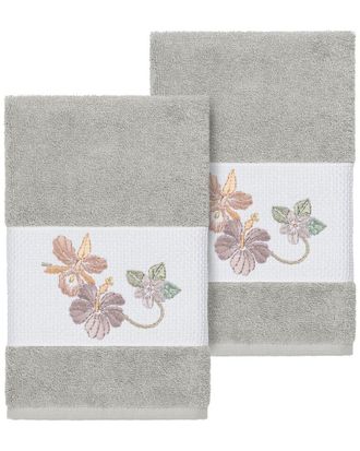Linum Home Textiles 100% Turkish Cotton Caroline 2Pc Embellished Hand Towel Set