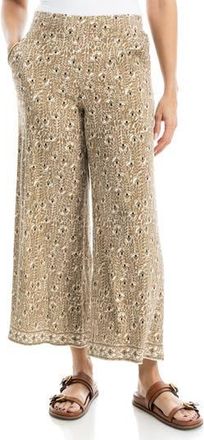 Max Studio Wide Leg Pull-On Crop Pants in Cream/Acorn at Nordstrom Rack, Size X-Large