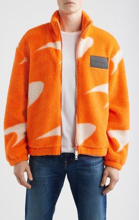 Reiss x McLaren Fleece Jacket in Papaya Orange/W at Nordstrom, Size Xx-Large
