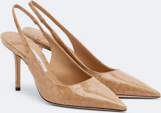 Jimmy Choo London Love croc-effect leather slingback pumps