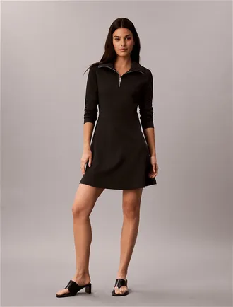 Calvin Klein Jeans Calvin Klein Womens Interlock Half Zip Dress - Black - XL
