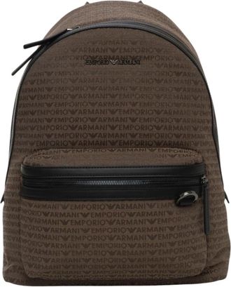 Emporio Armani Rugzak - Heren - Rugzakken - Bruin - ONE Size - Katoen - Tassen