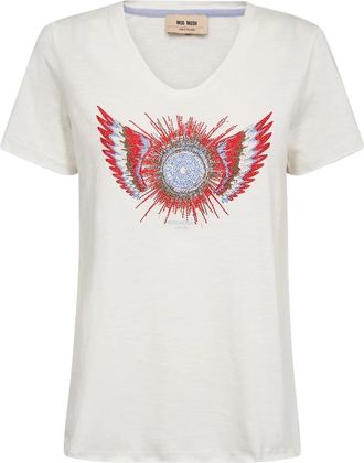 Mos Mosh MMRomi Gethi O-Ss Glam Tee - Dames - T-shirts - Beige - M - Katoen - Tops
