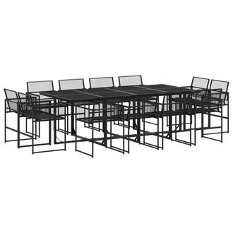 Berkfield Home 13 Piece Garden Dining Set Black Poly Rattan