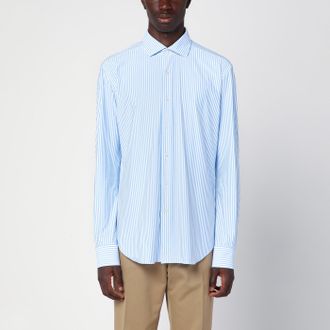 Xacus gestreiftes hellblaues Poplin -Active -Shirt