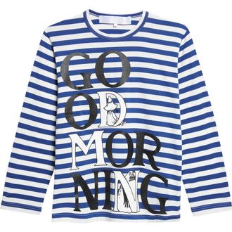 Comme Des Gar&ccedil;ons Moomin Stripe Cotton Graphic T-Shirt in Blue/White X Black at Nordstrom, Size Medium
