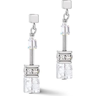 Coeur de Lion Geocube Iconic Nature Silver Earrings in White at Nordstrom