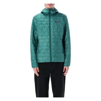 Patagonia Winter Jackets, male, Green, Size: S Nano Hoodie Jkt
