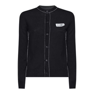 Maison Margiela Truien & Vesten, Dames, Zwart, S, Wol, Gebreide Cardigan met Knopen