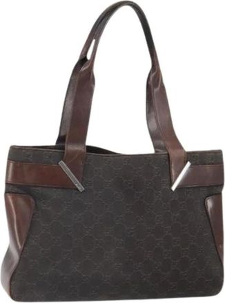 Gucci Pre-owned Handbags, female, Brown, Size: ONE SIZE Pre-owned Canvas Handbag