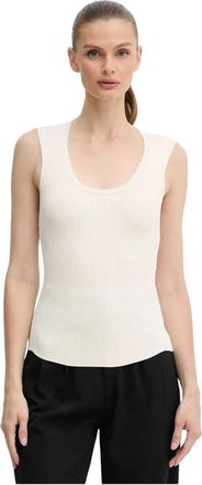Twinset Mouwloze Ribtop - Dames - Tops zonder mouwen - Beige - L - Tops