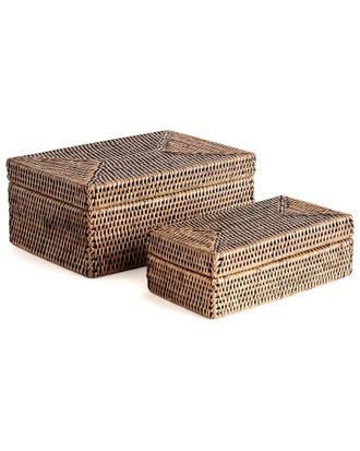 Napa Home & Garden Set Of 2 Burma Rattan Rectangular Lidded Boxes