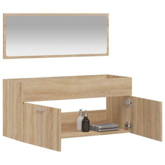 Berkfield Home Durable Bathroom Cabinet with Mirror Sonoma Oak Engineered Wood in Light Brown