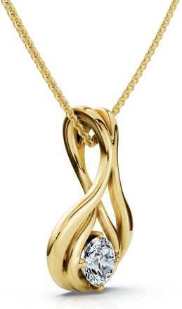 Pompeii3 1/5Ct Solitaire Lotus Diamond Pendant 14k Gold 18 Necklace Lab Grown