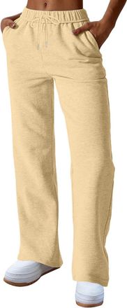 Generic Joggers for Women UK Straight Leg Fleece Lined Joggers Wide Leg Sweatpants with Pockets Ladies Jogging Bottoms Ladies Trousers Elasticated Waist Winte