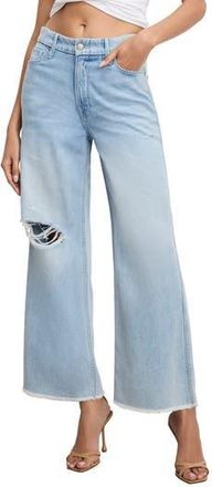 Good American Good Skate Fray Hem Crop Wide Leg Jeans in Indigo959 at Nordstrom Rack, Size 12