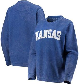Pressbox Womens Pressbox Royal Kansas Jayhawks Comfy Cord Vintage Wash Basic Arch Pullover Sweatshirt at Nordstrom, Size X-Large