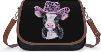 Generic Cute Cow Leopard Sequin Hat Small Womens Crossbody Bags Shoulder Handbag with Adjustable Strap for Travel