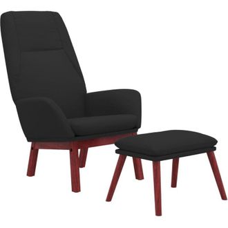 vidaXL Sill&oacute;n De Relax Con Taburete Tela Negro Vidaxl