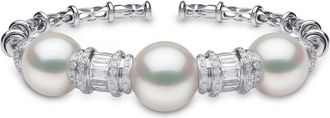 Yoko London 18kt white gold Mayfair pearl and diamond bangle - women - Diamond/18kt White Gold/South Sea Pearl - One Size - Silver