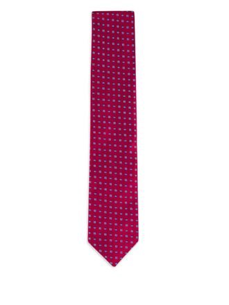 Eton dotted tie - men - Silk - One Size - Red