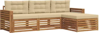 vidaXL Conjunto De Sof&aacute;s De Exterior 4 Uds. Natural Y Beige Vidaxl
