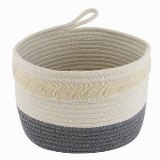 Trade Shop Trade Shop - Cestino Porta Biancheria Oggetti Corda Intrecciata Cesto Organizer 26x18cm 10655