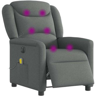 vidaXL Sill&oacute;n Reclinable De Masaje El&eacute;ctrico Tela Gris Oscuro Vidaxl