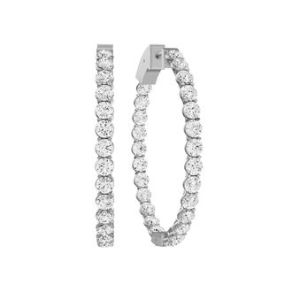 Diamond2Deal 14K White Gold 2 Ct Lucida Setting Oval Shape Diamond Hoop Earrings Color- E-F, Clarity- VS1